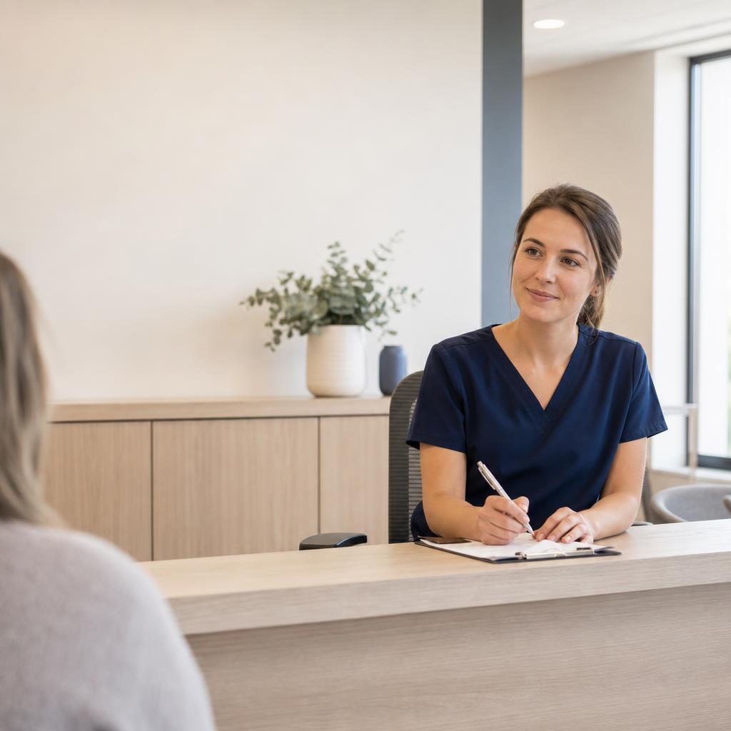 Medical office coordinator confirming an appointment with a patient