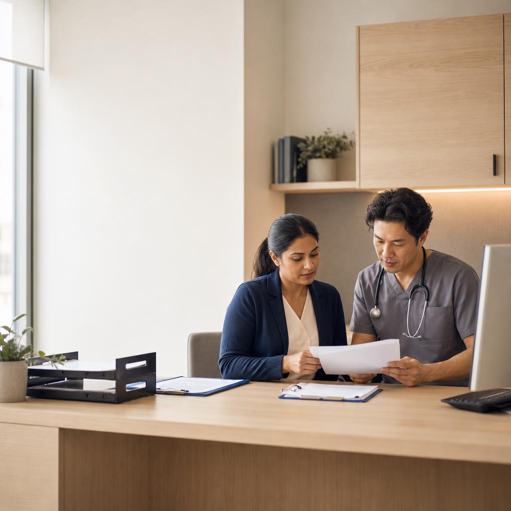 Clinic team reviewing an organized referral workflow