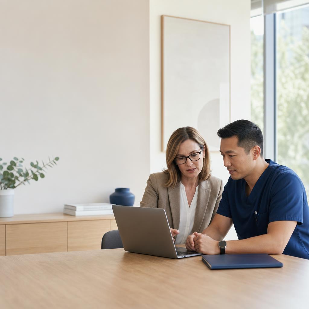 Healthcare privacy leaders reviewing a secure operational workflow
